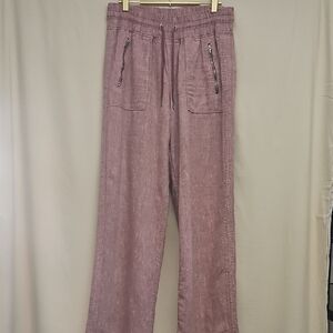 Athleta Cabo 100% Linen Wide-Leg Pants - Mauve Chambray - Size 10